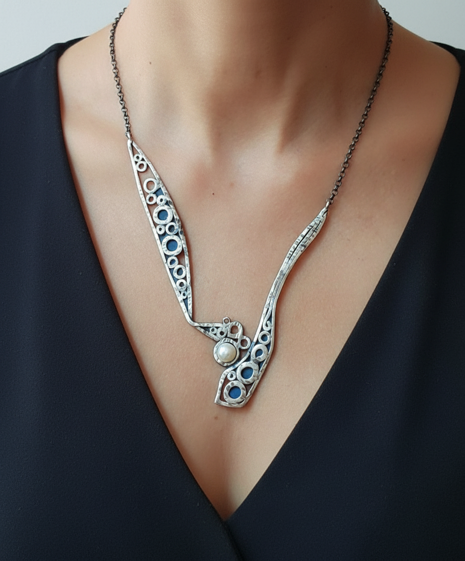 Collar de plata con perla cultivada