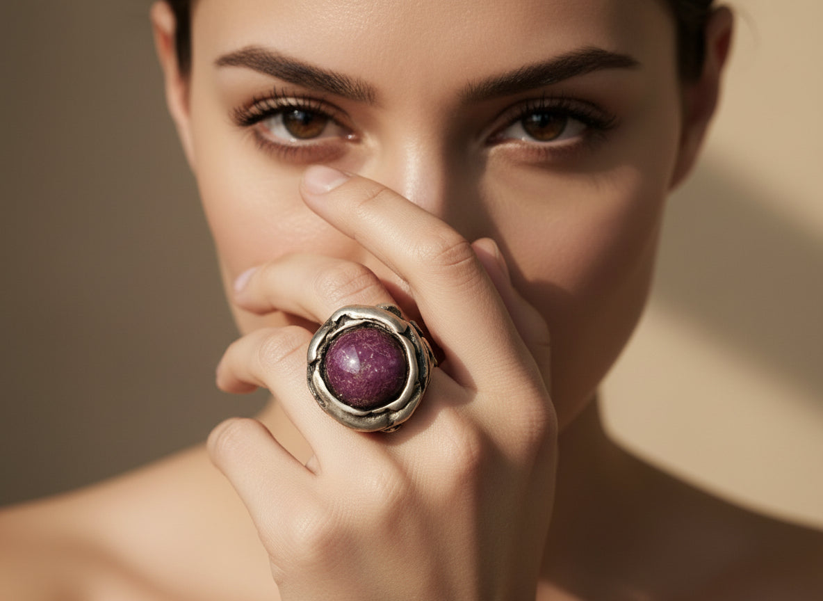 Anillo Único con rubi cabujón - Amparo Valencia Joyas