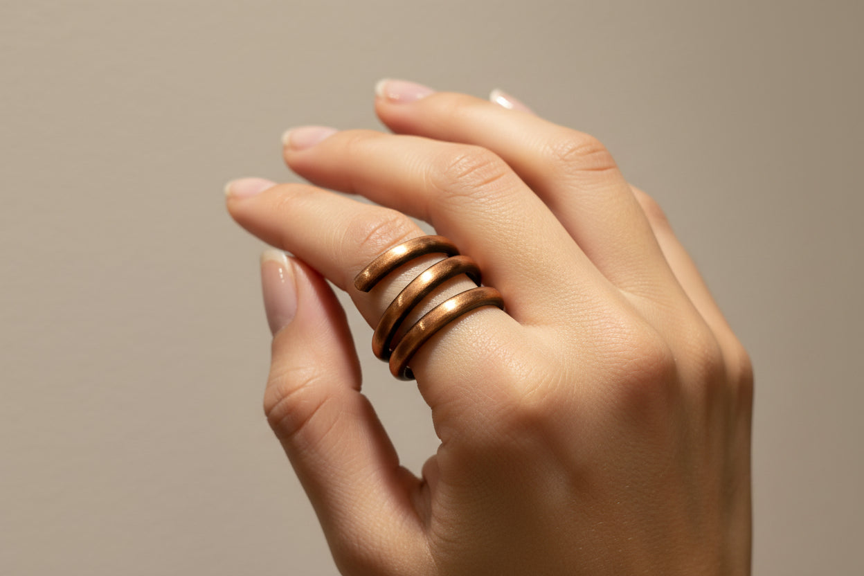 Anillo Espiral de cobre realizado artesanalmente