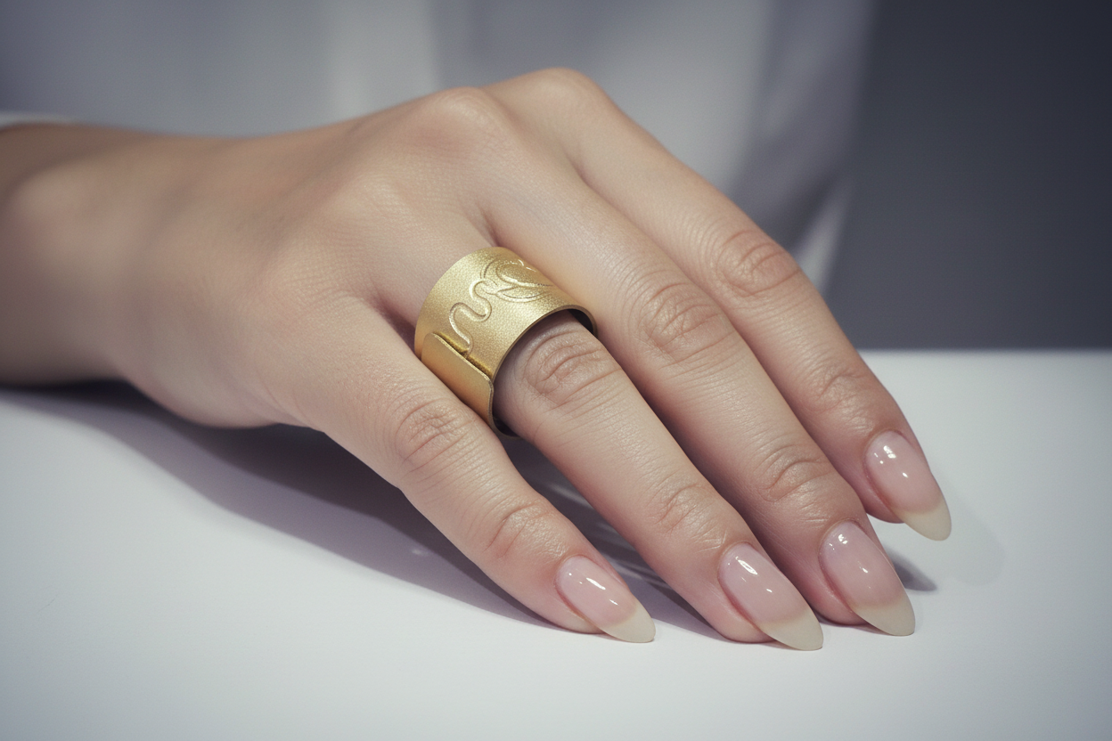 Anillo chapado en oro con grabado hecho a mano