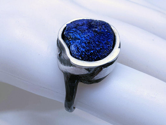 Silver ring with Azurite