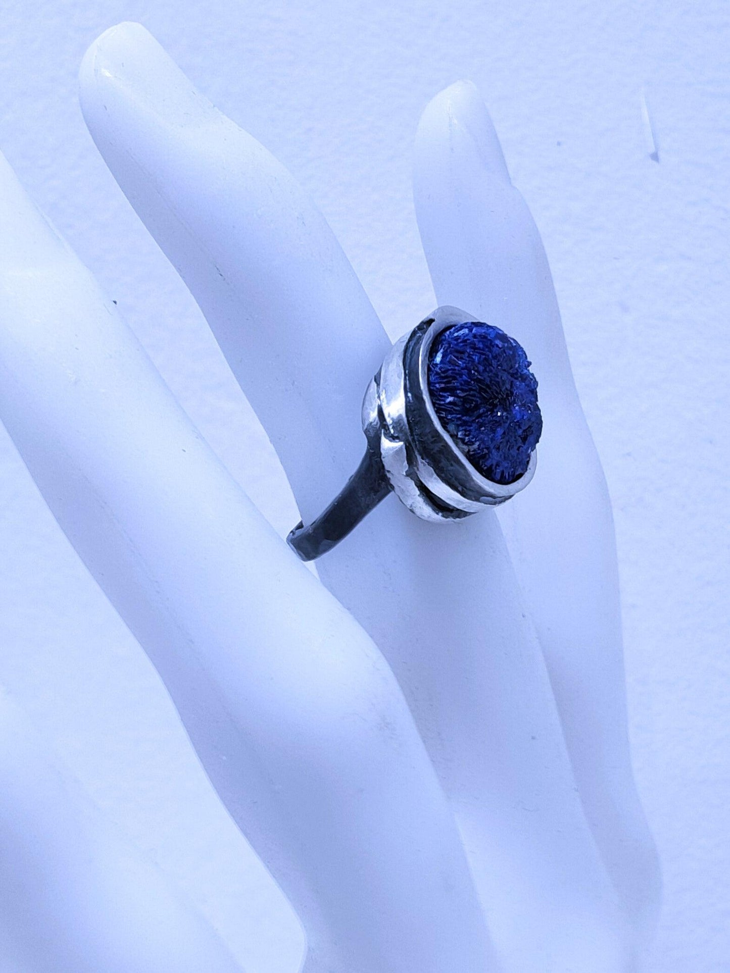 Silver ring with Azurite