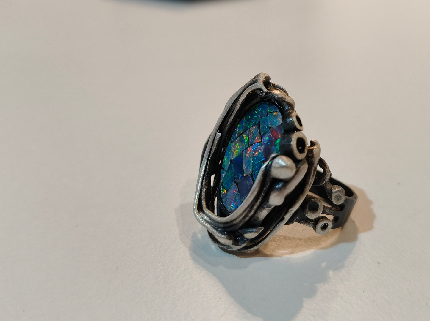 Opal Mosaic in Silver Setting