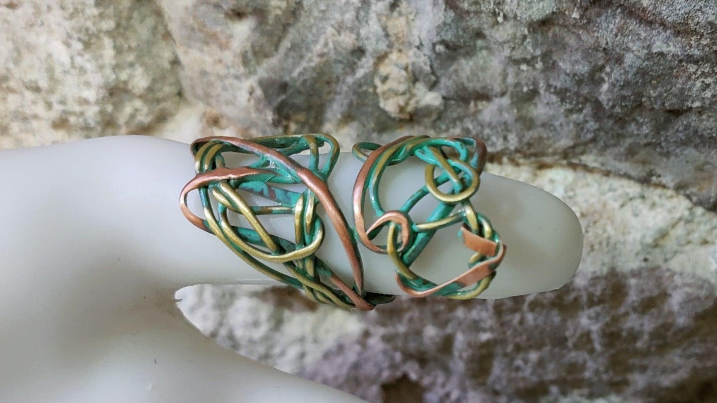Statement ring with green patina