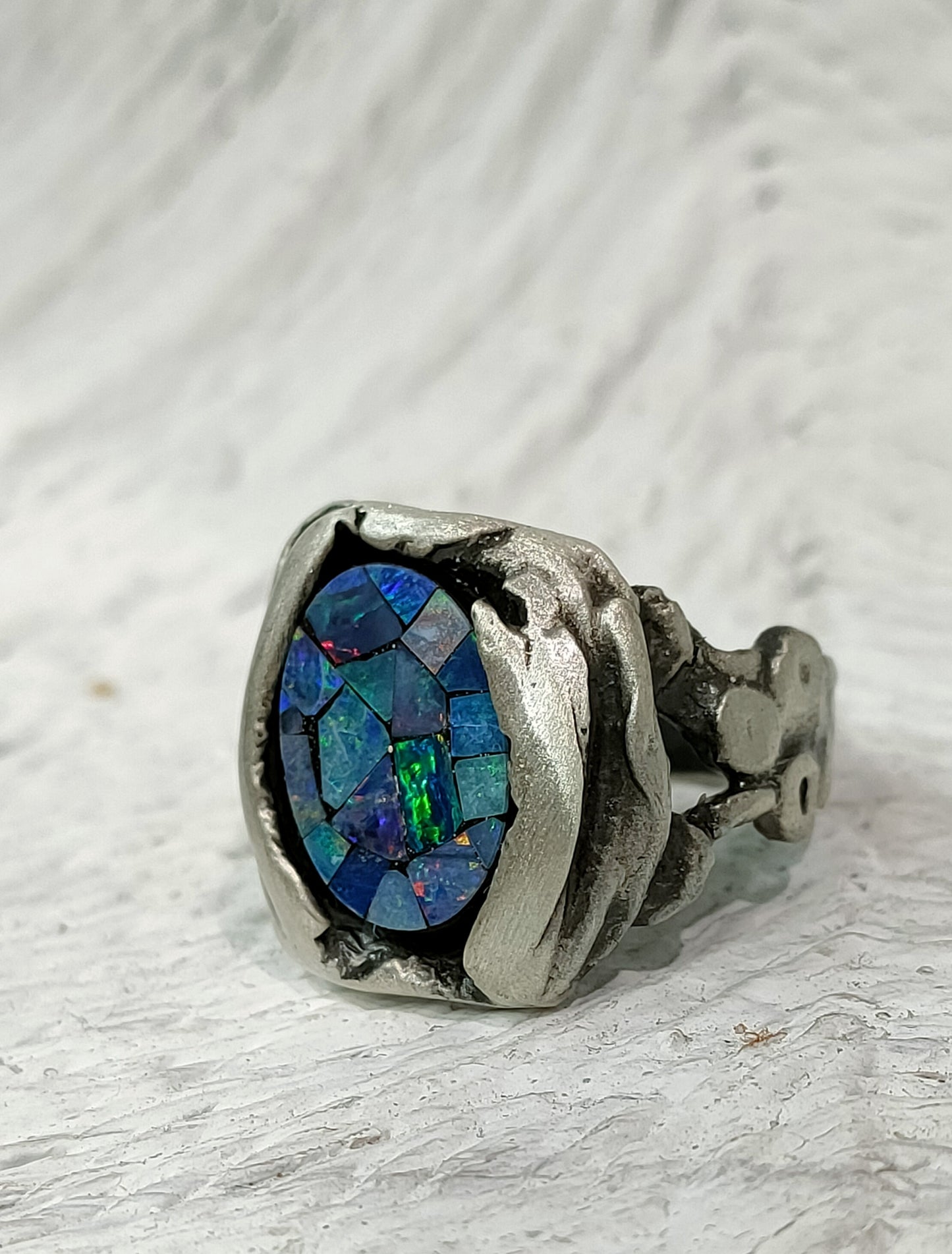 Exclusive silver ring with opal. unique