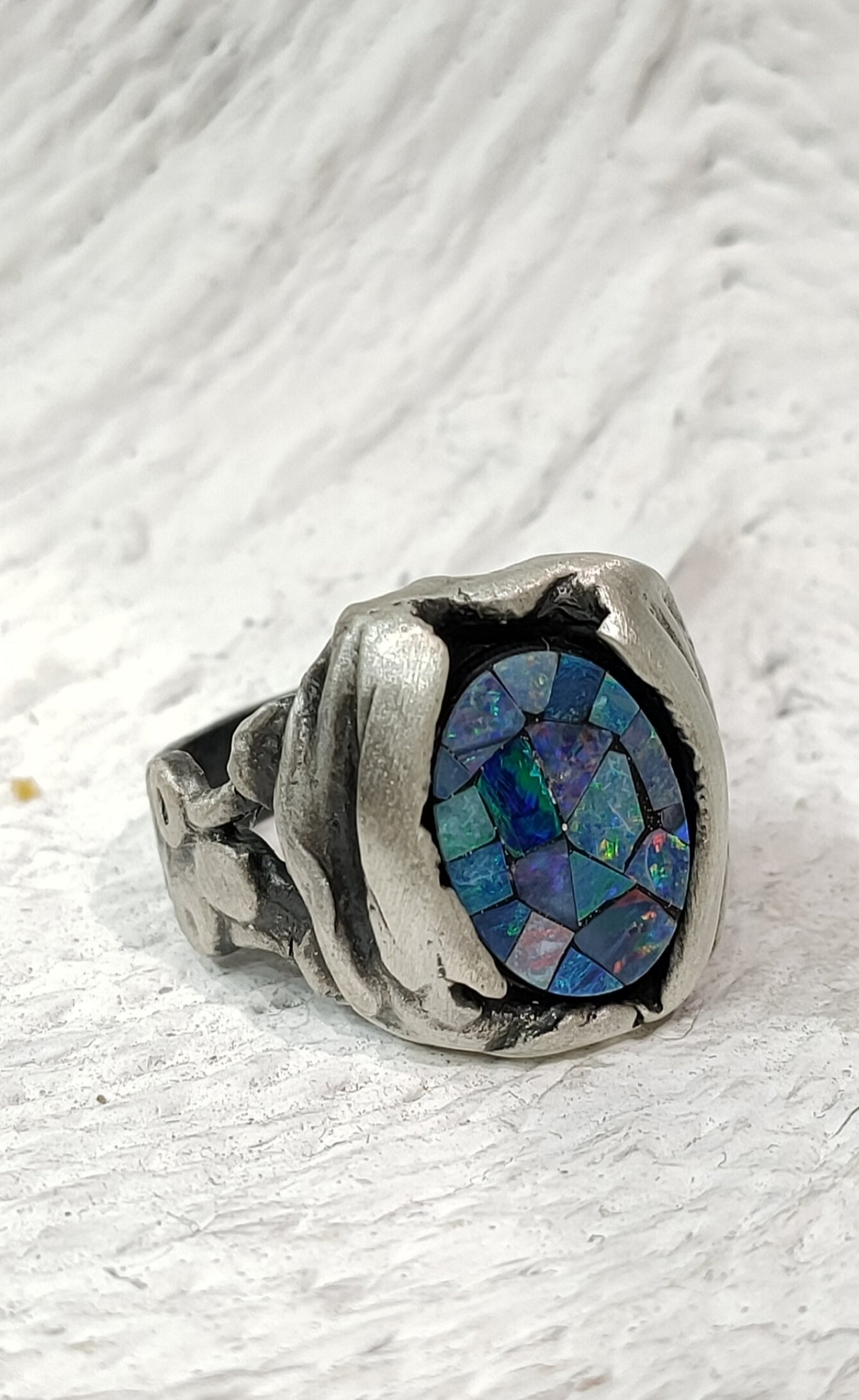 Exclusive silver ring with opal. unique