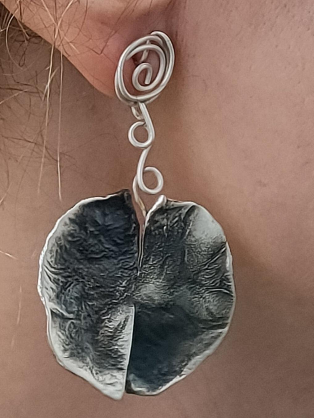 Lunar silver earrings
